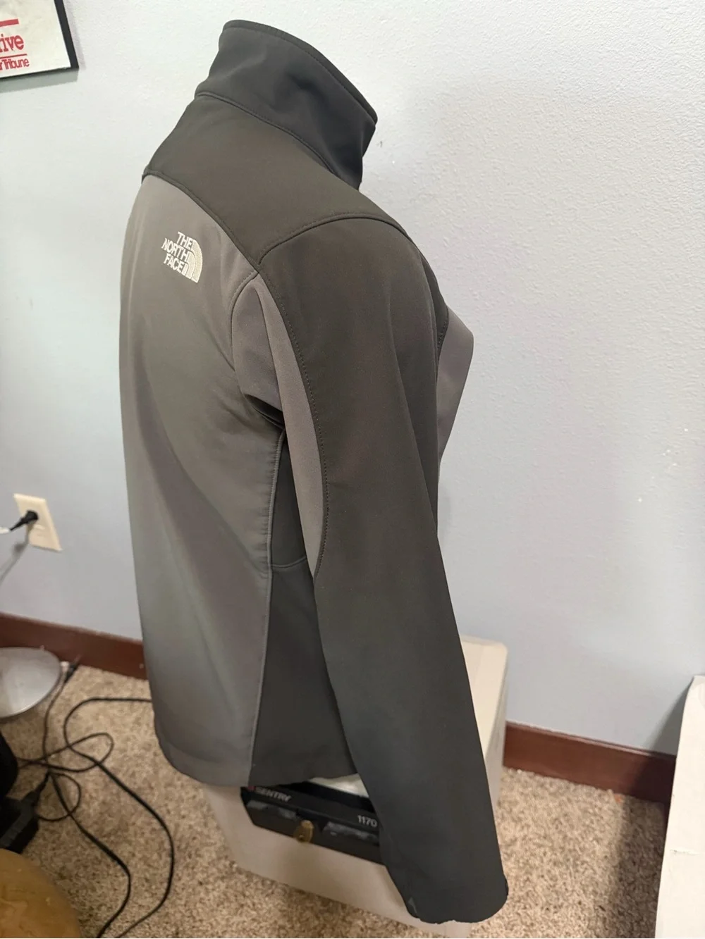 The North Face Apex Men's Grey and Black Softshell Jacket with Yellow Accents